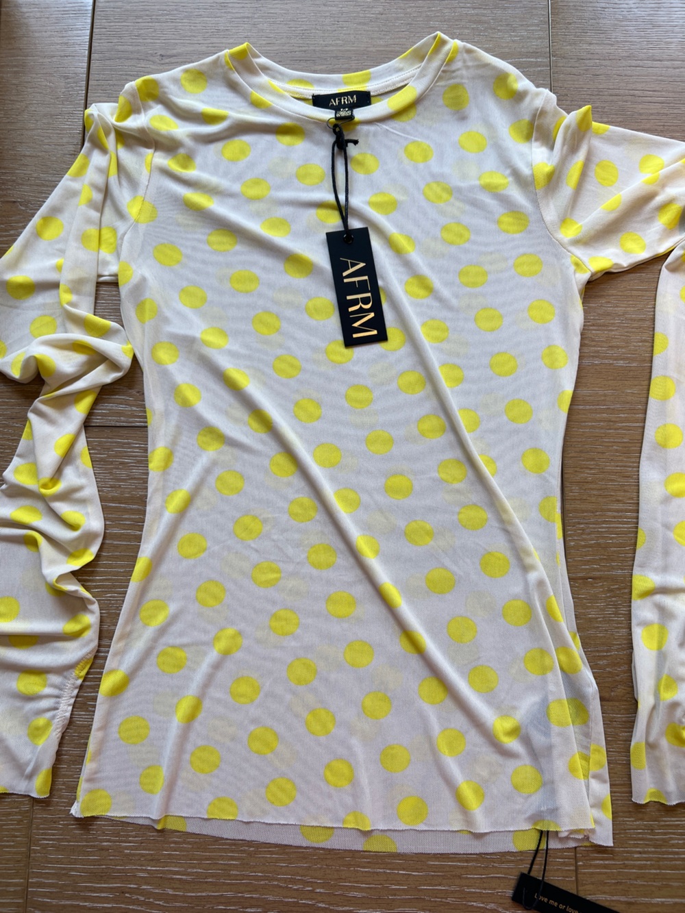 AFRM Cream and Yellow Polka Dot Sleep Dress